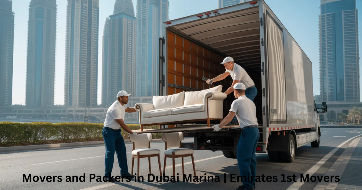 Movers and packers in Dubai Marina loading furniture safely into truck