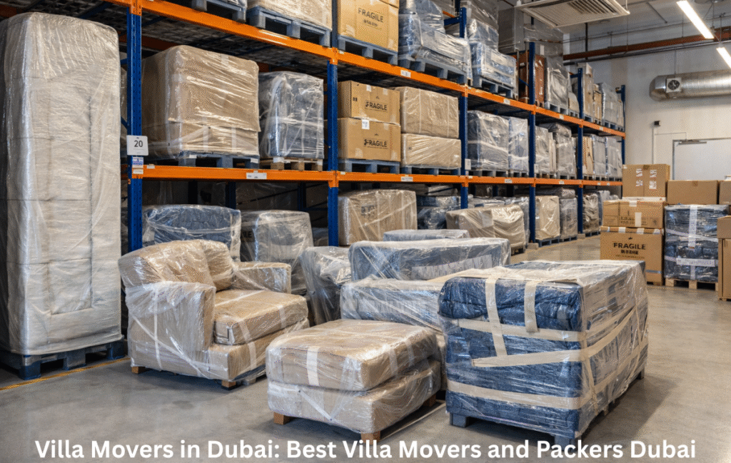 Furniture storage and relocation services by villa movers in Dubai