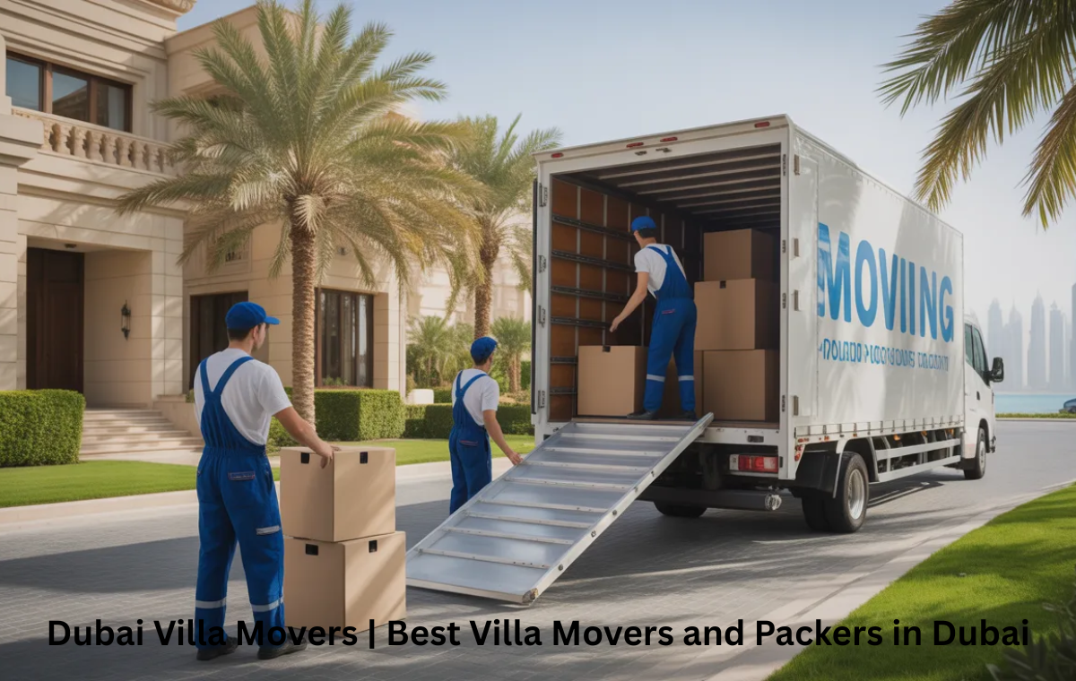 Dubai villa movers loading furniture from a luxury villa in Dubai