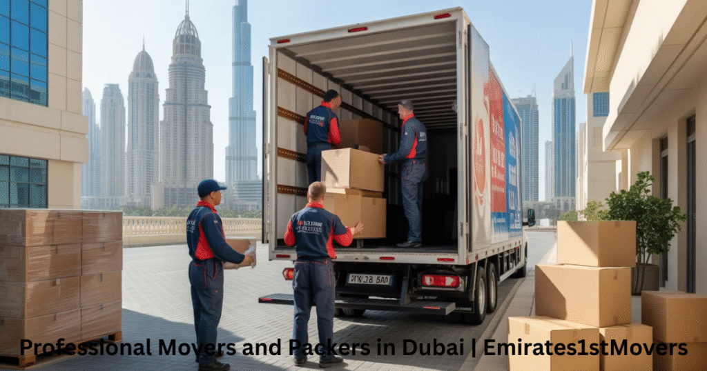 Professional movers and packers in Dubai loading furniture truck – Emirates 1st Movers