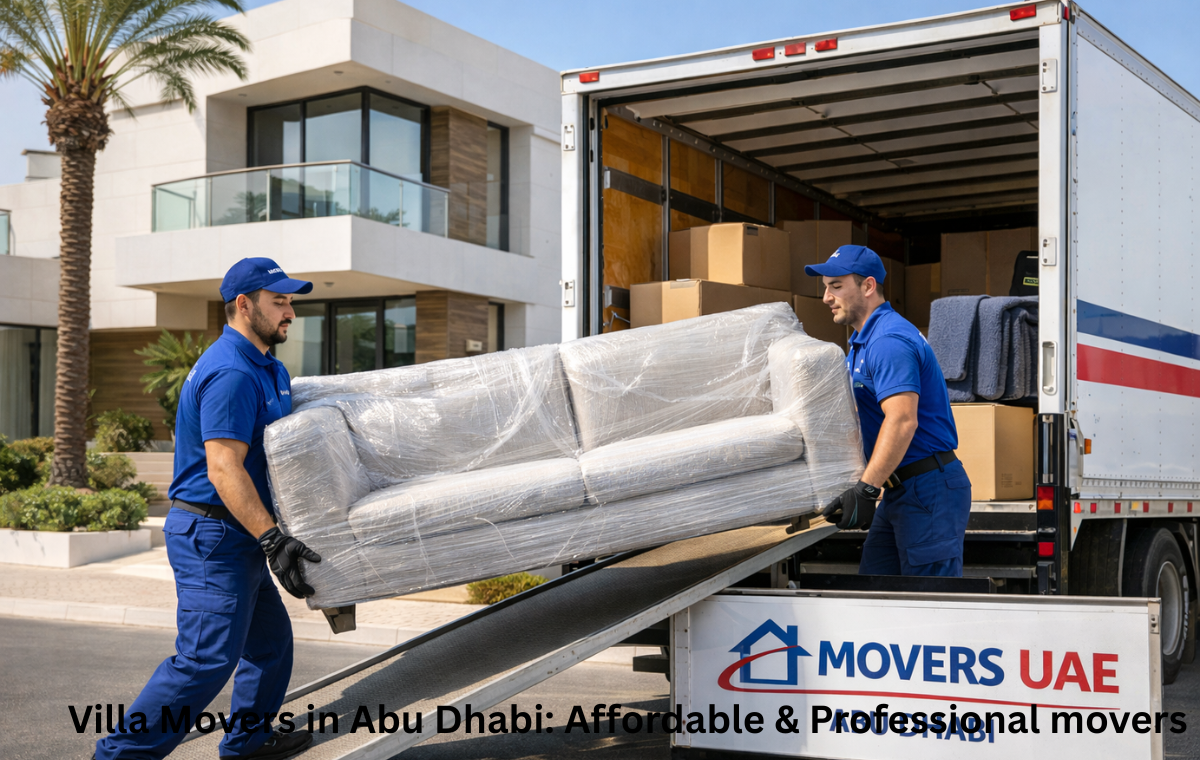 Villa movers in Abu Dhabi loading furniture for safe relocation