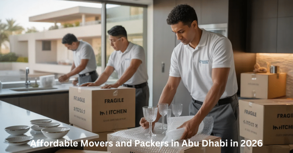 cheap movers in Abu Dhabi packing fragile items safely