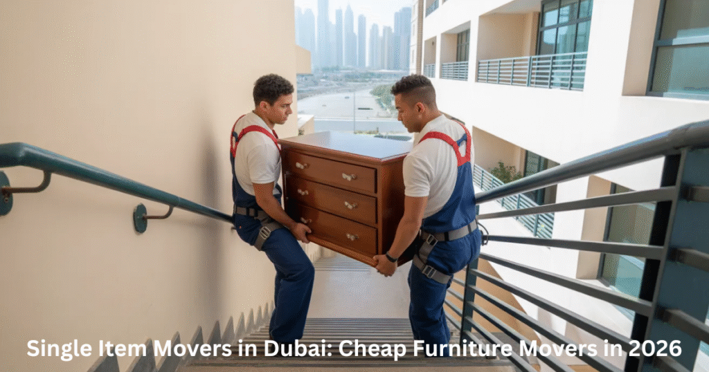 Professional movers in Dubai safely moving heavy furniture