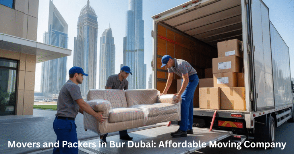 Movers and packers in Bur Dubai loading furniture into a moving truck