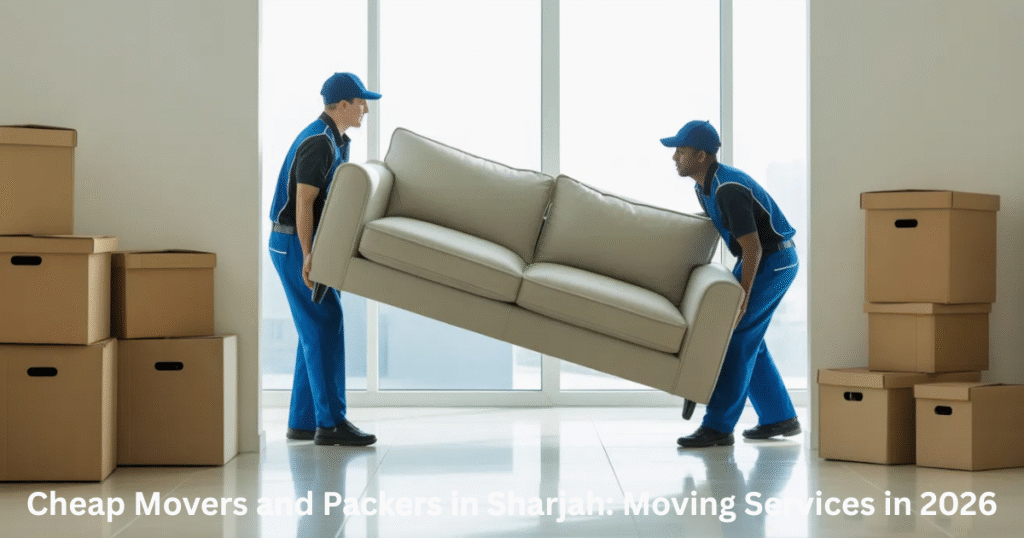 House shifting service movers carrying sofa in Sharjah